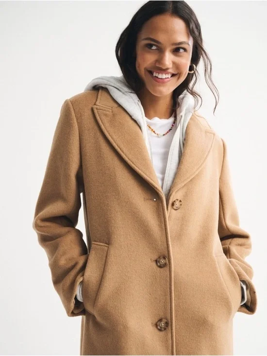 Abercrombie & Fitch The A&F Dad Coat in Camel size M - Picture 2 of 11